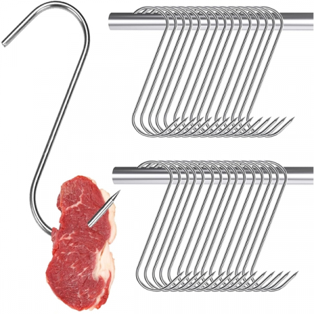 Accesorii gratar - Set 30 Carlige afumatoare carne , macelarie IdeallStore® , 17 cm , inox