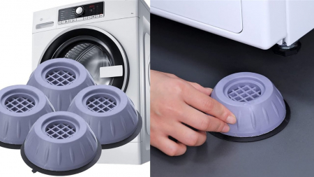 Set 4 suporturi anti-soc pentru masina de spalat IdeallStore, plastic dur, gri inchis [5]