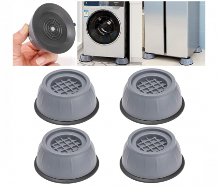 Set 4 suporturi anti-soc pentru masina de spalat IdeallStore, plastic dur, gri inchis [4]