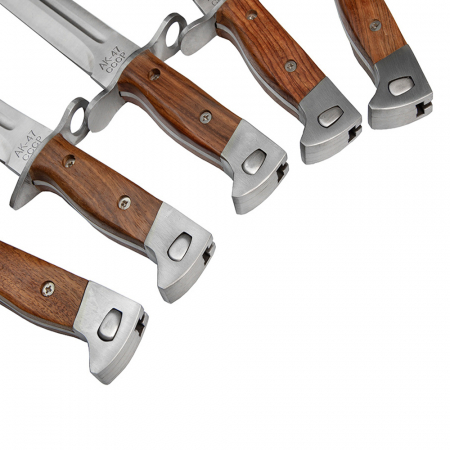 Set 5 cutite de vanatoare IdeallStore®, Ak Undercover, otel inoxidabil, maro, teaca inclusa [6]