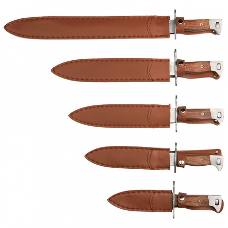 Set 5 cutite de vanatoare IdeallStore®, Ak Undercover, otel inoxidabil, maro, teaca inclusa [1]
