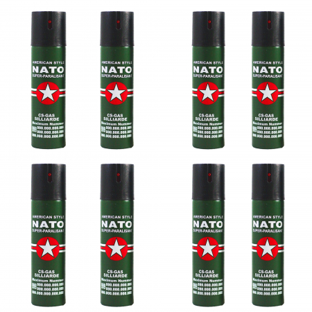 Seturi & accesorii autoaparare - Set 8 sprayuri autoaparare NATO, propulsie jet, 60 ml - Copie