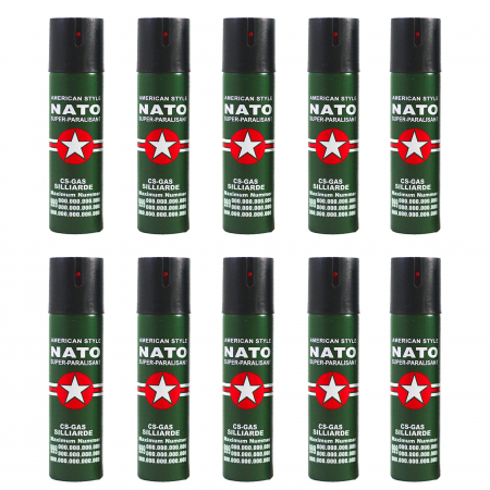 Seturi & accesorii autoaparare - Set 10 sprayuri autoaparare NATO, propulsie jet, 60 ml