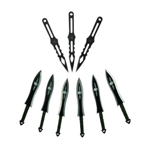 Cutite & seturi de cutite - Set 9 cutite de aruncat, otel inoxidabil , negru