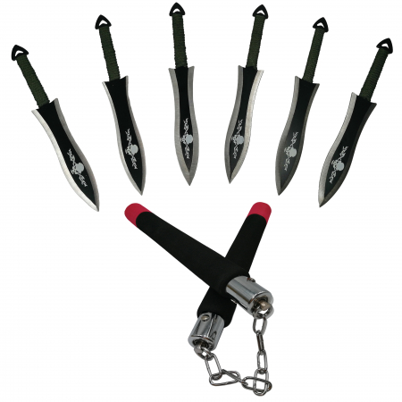 SPORT & TIMP LIBER - Set antrenament, nunceag si cutite de aruncat, negru