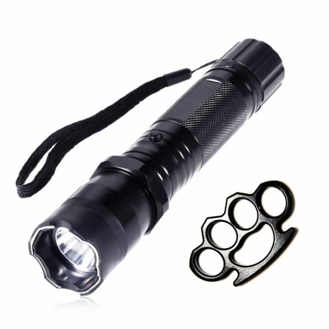 SPORT & TIMP LIBER - Set autoaparare electrosoc multifunctional, 10000 V, lanterna si box 1 cm, metal, negru