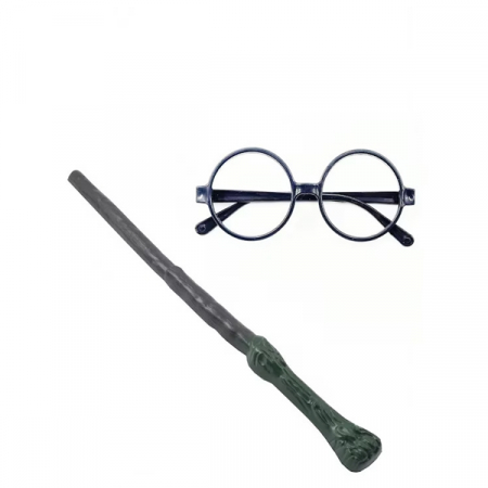 Accesorii costume copii - Set bagheta magica si ochelari Harry Potter, IdeallStore®, 35 cm