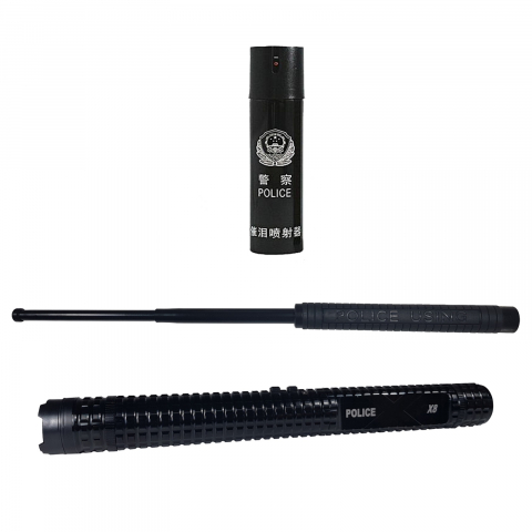Spray autoaparare - Set Baston cu electrosoc, Police X8 si baston telescopic Police, 50 cm, cadou spray paralizant