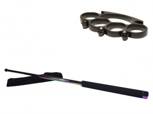 Seturi & accesorii autoaparare - Set baston telescopic 66 cm + box craniu negru