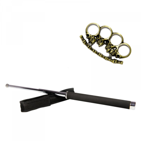 Bastoane telescopice si nunceaguri - Set baston telescopic 65 cm argintiu + box cranii