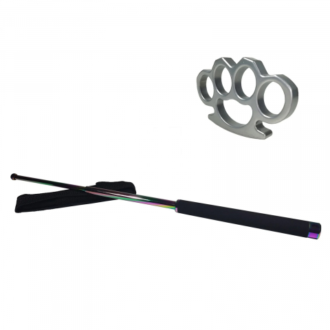Bastoane telescopice si nunceaguri - Set baston telescopic 66 cm + box argintiu 1 cm grosime