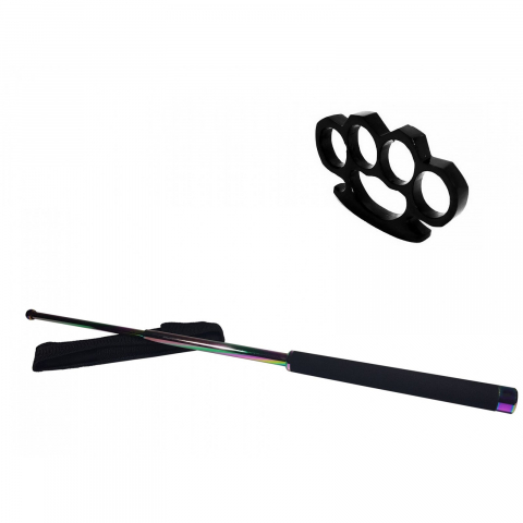 Bastoane telescopice si nunceaguri - Set baston telescopic 66 cm + box negru 0.5 cm grosime