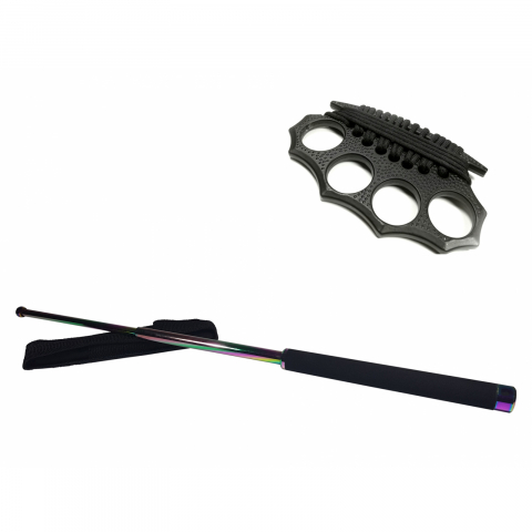 Bastoane telescopice si nunceaguri - Set baston telescopic 66 cm  + box negru model 2017