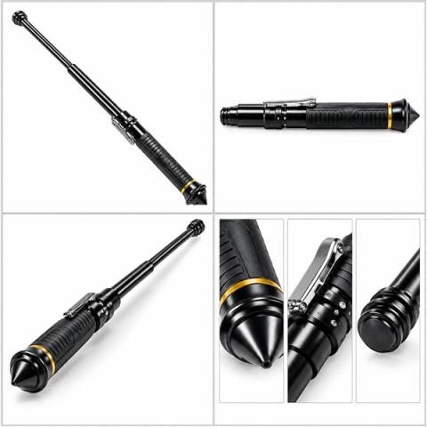 Set baston telescopic din otel 3 sectiuni si spray paralizant chili DEPOX®, rainbow, 66 cm/60 ml, husa inclusa [4]