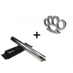 SPORT & TIMP LIBER - Set baston telescopic 65 cm argintiu + box argintiu 1 cm grosime