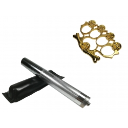SPORT & TIMP LIBER - Set baston telescopic din otel, argintiu, 64 cm + box-rozeta craniu auriu