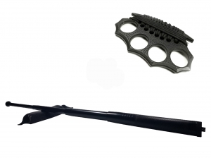 SPORT & TIMP LIBER - Set baston telescopic din otel, negru, 64 cm + box negru model nou