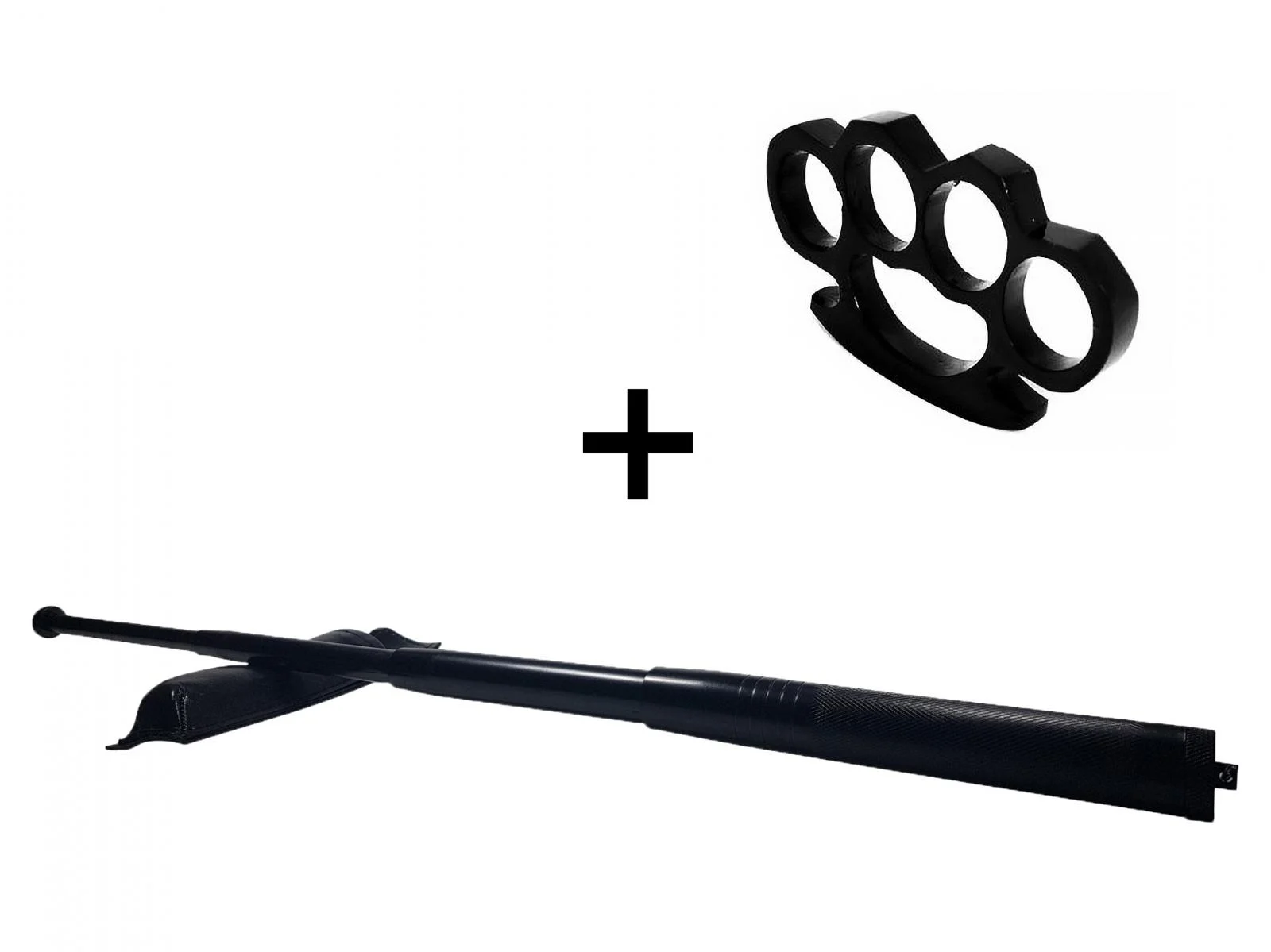 SPORT & TIMP LIBER - Set baston telescopic din otel, negru, 64 cm si box negru 0.5 cm grosime