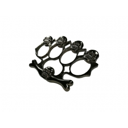 Set baston telescopic flexibil argintiu, maner cauciuc, 47 cm  + box,rozeta craniu negru [3]