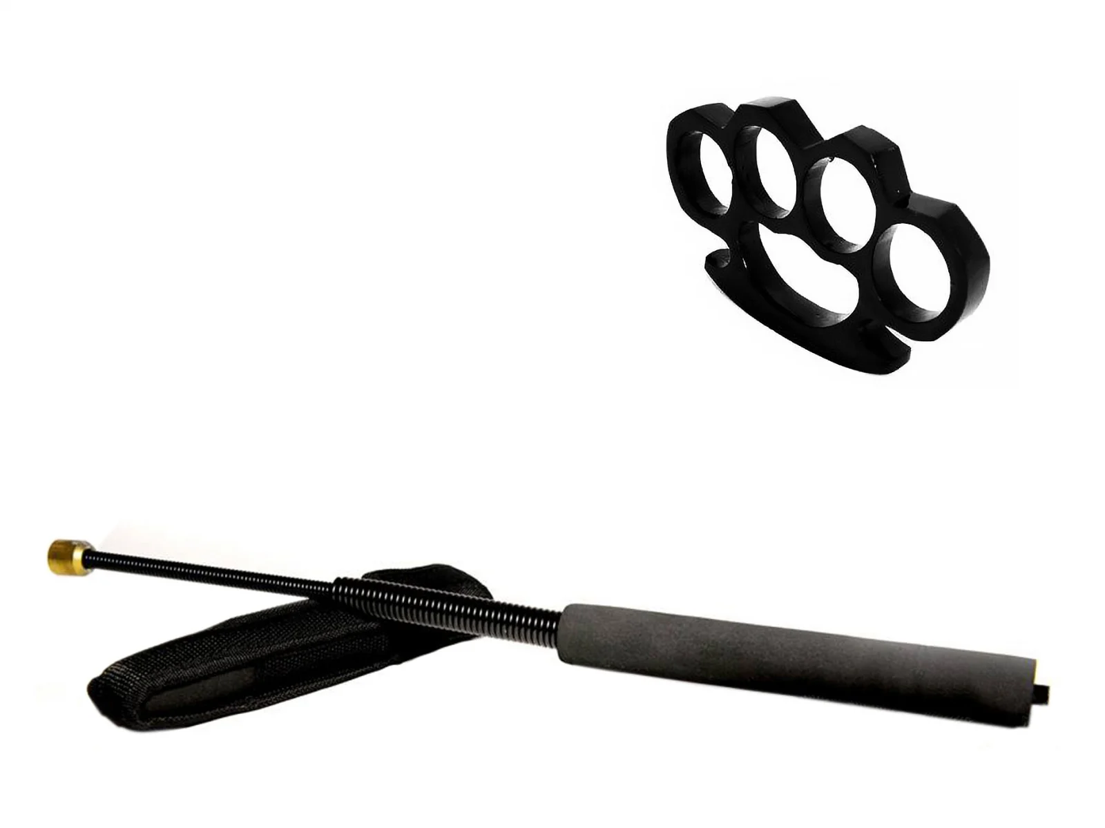 Set baston telescopic flexibil negru 47 cm +  box negru 0.5 cm grosime [0]