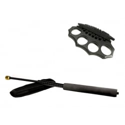 Set baston telescopic flexibil negru 47 cm + box negru model nou [0]