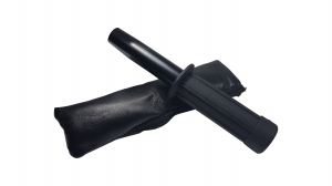 Set baston telescopic flexibil negru maner tip tonfa +  pumnal/box craniu argintiu [2]