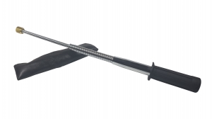 Set baston telescopic flexibil argintiu, maner cauciuc, 47 cm  +  pumnal/box craniu argintiu [1]