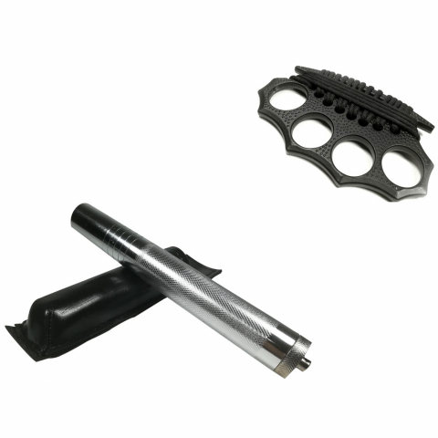 Bastoane telescopice si nunceaguri - Set baston telescopic din otel, argintiu, 64 cm + box negru model 2017