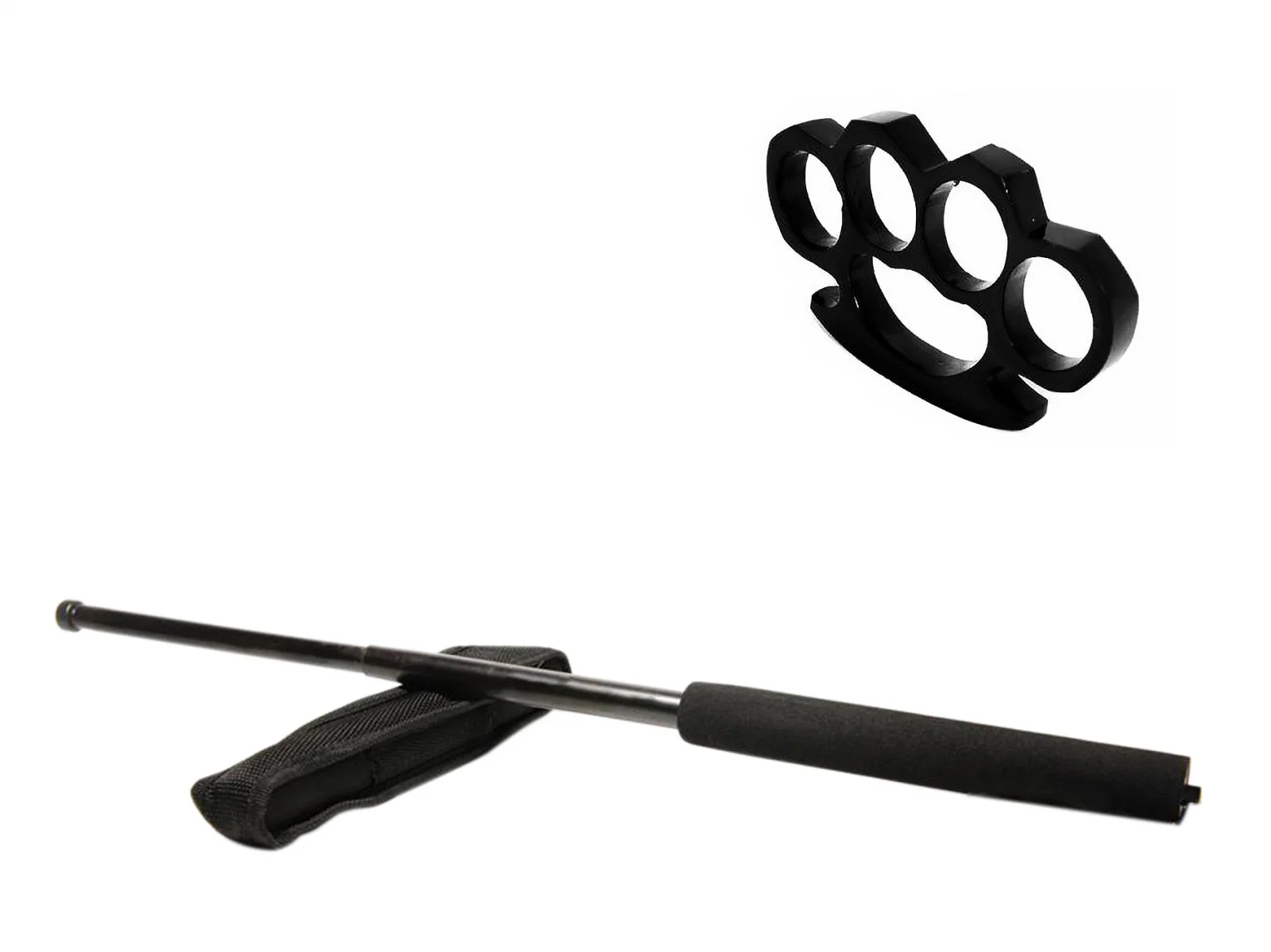Bastoane telescopice si nunceaguri - Set baston telescopic negru 50 cm +  box negru 1 cm grosime