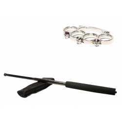 SPORT & TIMP LIBER - Set baston telescopic negru 50 cm + box craniu argintiu