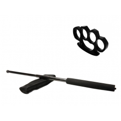SPORT & TIMP LIBER - Set baston telescopic negru 50 cm +  box negru 0.5 cm grosime