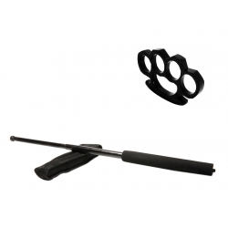 SPORT & TIMP LIBER - Set baston telescopic negru 50 cm +  box negru 1 cm grosime