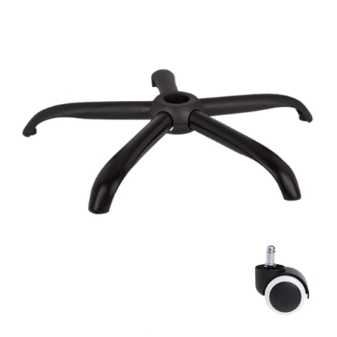 Accesorii mese si scaune - Set baza pentru scaun directorial plastic, 64 cm si rolă universală, cauciuc