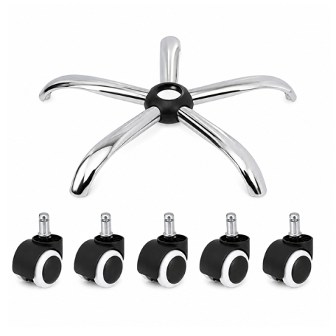 CASA SI GRADINA - Set bază si roti pentru scaun directorial DEPOX®, metal/pvc, 60 cm, argintiu/negru
