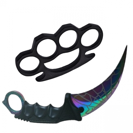 Seturi & accesorii autoaparare - Set Box autoaparare si Cutit Karambit, 18.5 cm IdeallStore® , otel inoxidabil