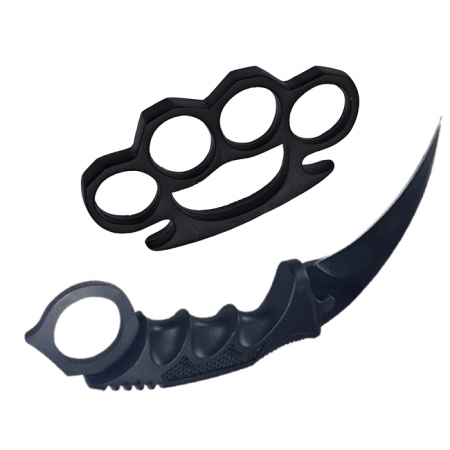 Seturi & accesorii autoaparare - Set Box autoaparare si Cutit Karambit Night, 19 cm IdeallStore® , negru