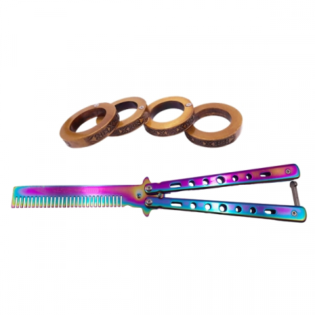 Briceaguri fluture & antrenament - Set Briceag Fluture Rainbow  si  Rozeta extensibila , IdeallStore® , 22 cm