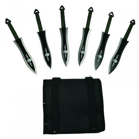 Set briceag fluture, rozeta si 6 cutite de aruncat, otel inoxidabil, negru [6]
