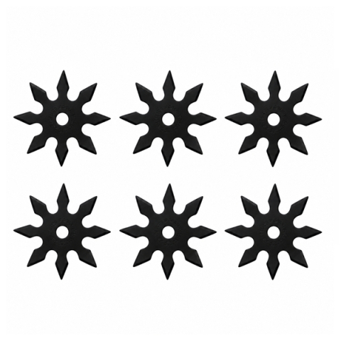 Cutite vanatoare - Set sase stele de aruncat DEPOX®, 8 colturi, metalic, negru, 10 cm