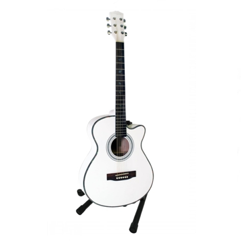 Set stativ si chitara clasica din lemn, Cutaway alb, 95 cm [1]
