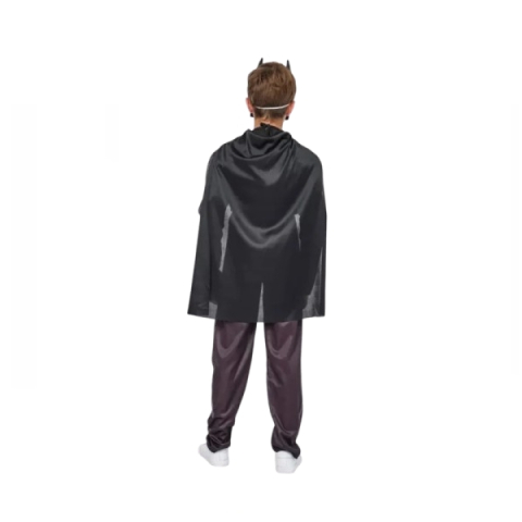 Set costum carnaval Batman cu muschi si masca plastic, 22 cm x 15 cm pentru copii DEPOX®, 5-7 ani, gri [3]