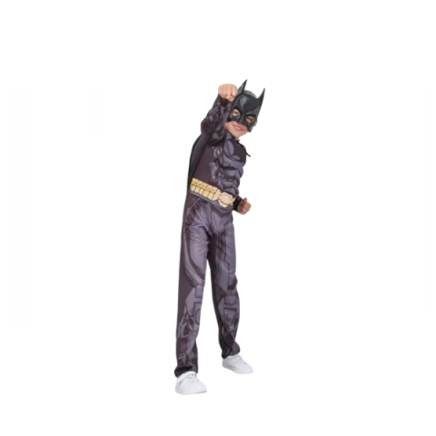 Set costum carnaval cu muschi, masca 22 cm x 15 cm si masca Batman, PVC cu LED-uri pentru copii DEPOX®, 3-5 ani, gri [6]