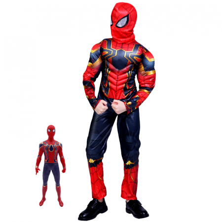 Costume si seturi pentru copii - Costum pentru copii, Iron Spiderman, rosu, 5-7 ani, figurina inclusa