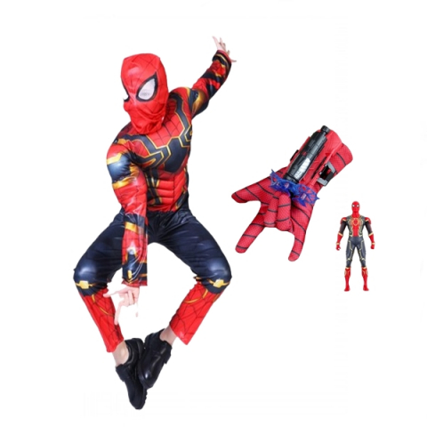 Costume si seturi pentru copii - Set costum,manusa cu ventuze si figurina Iron Spiderman, marimea S, 3-5 ani, rosu