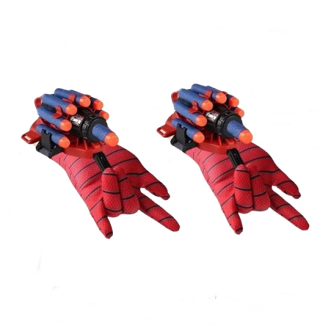 Set costum Spiderman cu muschi si manusa lansator cu 7 ventuze din burete , IdeallStore®, marime L, rosu [4]