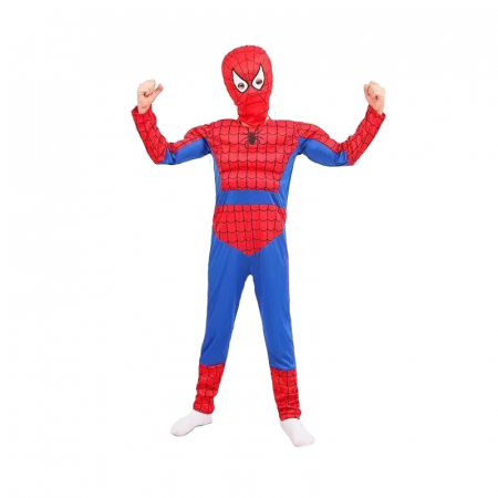 Set costum Ultimate Spiderman  pentru copii, 100% poliester si manusa cu discuri, 8-10 ani, 120-130 cm [2]