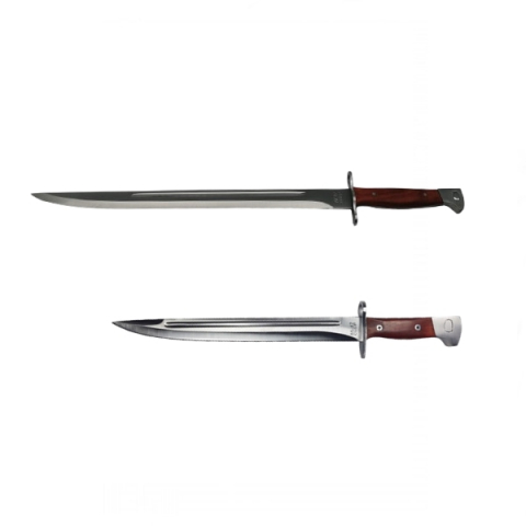 Cutite vanatoare - Set Cutit AK si Maceta vanatoare, model AK, otel inoxidabil, 61 cm, argintiu