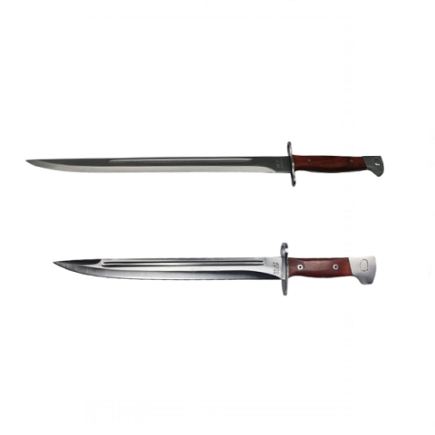 Cutite vanatoare - Set Cutit AK si Maceta vanatoare, otel inoxidabil, 61 cm, argintiu