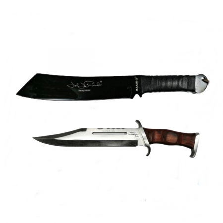 Sabii & Macete - Set Cutit Baioneta 42 cm si Maceta Rambo 56,5 cm, IdeallStore®, Teaca inclusa