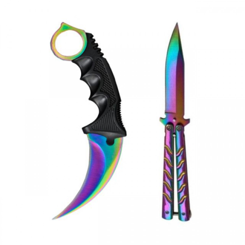 Cutite vanatoare - Set 2 cutite Fade, Karambit, Balisong